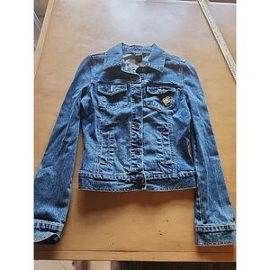 Y2K RocaWear Embroidery‎ Women's Jean Jacket Size S Blue Biker Streetwear